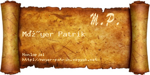 Máyer Patrik névjegykártya